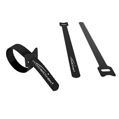 Abbildung von KabelDirekt 16x Klett Kabelbinder 16 cm lang x 1,4 breit Kabelmanagement mit Klettverschluss, wiederverschließbar/wiederverwendbar, wasserdicht (für Kabel, Werkzeuge und viel mehr schwarz)