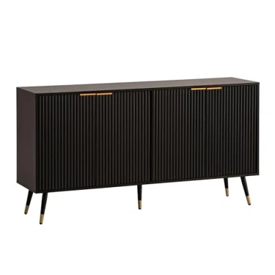 Abbildung von FINEBUY Sideboard FB104685 (150x81x39cm Anrichte, Schwarz Eiche Dekor), Kommode Türen Standschrank, Hoher Kommodenschrank