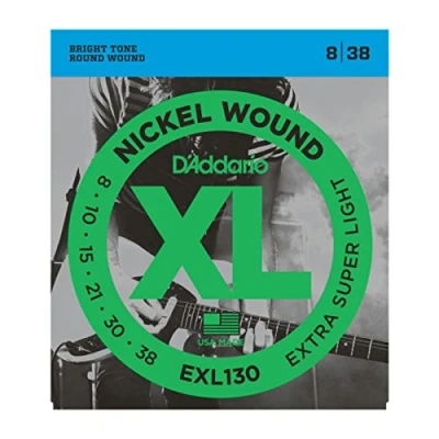 Abbildung von D&#039;Addario Gitarrensaiten E Gitarre Gitarren Saiten EXL130 Extra Super Light, 08 38 1 Stück