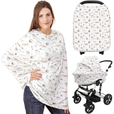 Abbildung von KeaBabies Stilltuch für Unterwegs Multifunktionale Autositzbezüge Baby, Weich &amp; Atmungsaktiv Nursing Breastfeeding Cover, Babyautositzbezug Mädchen, Junge Kinderwagenbezug (Arcadia)