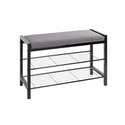 Abbildung von HAKU Möbel Schuhbank grau, schwarz, Metall, Textilgewebe Maße: B 75 cm x H 50 T 32 cm, Style: Modern
