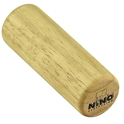 Abbildung von Nino Percussion Wood Shaker Instrument Großer Holz für Kinder ab 3 Jahren Zylinderförmiges Musikinstrument Siam Eiche, Natur (NINO2)