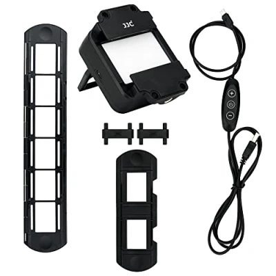 Abbildung von JJC Dia und Film Remake, Mit 1 x 35mm Diahalterung, Streifen Filmhalter LED Licht, 10 Stufen 6500K Lichtset für Negativkopien, Kamerawiederherstellung von zu Digitalfoto