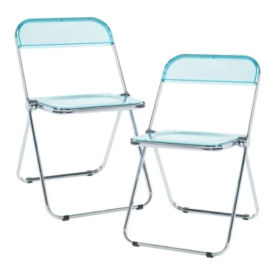 Abbildung von en.casa Klappstuhl (2 St), »Pornainen« Transparent Stuhl im 2er Set 74x46x47cm Hellblau