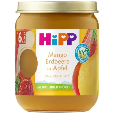 Abbildung von HiPP Bio Früchte Mango Erdbeere in Apfel, 160g, 6er Pack (6x160g)