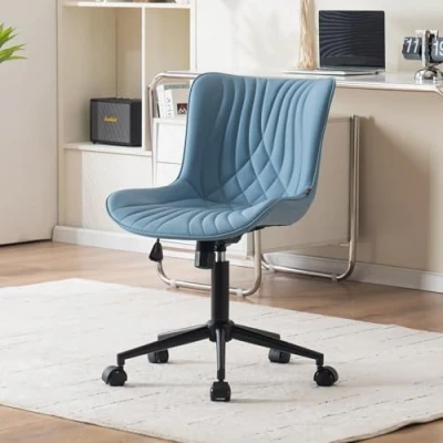 Abbildung von YOUTASTE Bürostuhl Ergonomischer Schreibtischstuhl im Fischschwanz Design, Höhenverstellbarer und Wippfunktion Computerstuhl, Drehstuhl mit Rollen &amp; Rückenlehne, Blau