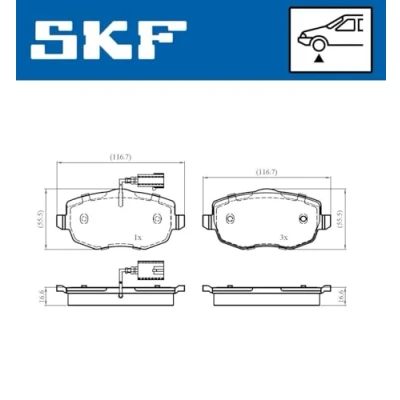 Abbildung von SKF VKBP 80756 E Bremsbelagsatz inkl. Verschleißwarnkontakt LANCIA: Ypsilon II