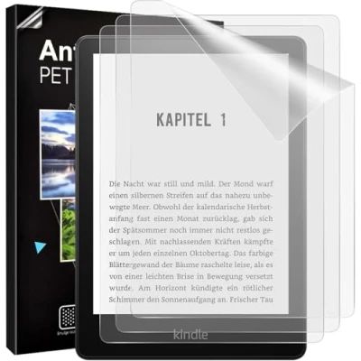 Abbildung von TiMOVO 3 Stück Displayschutzfolie kompatibel mit Kindle Paperwhite 2021, Blendfreie, Kratzfeste PET Folie, Vollflächige für 2021