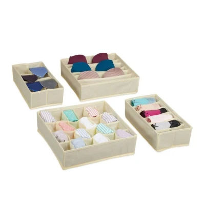 Abbildung von relaxdays Schubladeneinsatz 4 tlg. Unterwäsche Organizer Set, Beige