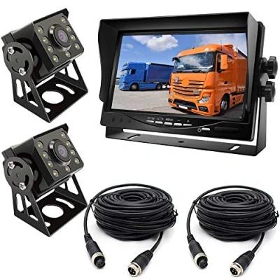 Abbildung von Rückfahrkamera mit Monitor, 2 x 8 LED 120 Weitwinkel IR Nachtsicht Wasserdicht 15M Kabel + 12V 24V7&#039;&#039;TFT LCD HD Kamera Monitor für Bus/LKW/Anhänger/Wohnmobil