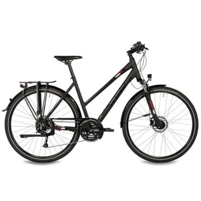 Abbildung von Airtracks Trekkingrad Damen Trekking Fahrrad 28 Zoll TR.2830L, 24 Gang Alivio RD M31000 SGS, Kettenschaltung, Schwarz Matt Rahmenhöhen 48 cm &amp; 52 » Modeljahr 2024 «