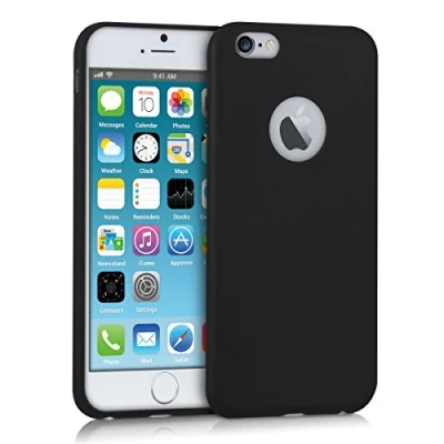 Abbildung von kwmobile Hülle kompatibel mit Apple iPhone 6 / 6S weiches TPU Silikon Case Cover geeignet für kabelloses Laden Schwarz matt
