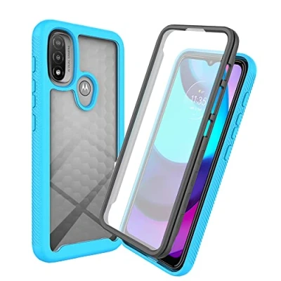 Abbildung von XINNI Hülle für Motorola Moto E20, 360 Grad Stoßfeste Schutzhülle mit Integriertem Bildschirmschutz, Robuster Bumper Outdoor Full Body Case, Hellblau