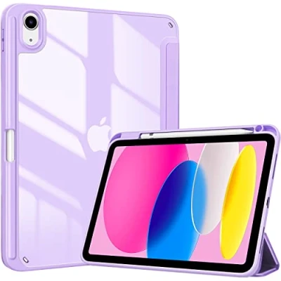 Abbildung von ProCase Hülle für ipad 10. Generation 2022 10,9 Zoll mit Stifthalter, Stoßfeste Smart Case Cover transparenter Rückseitenschale Schutzhülle Kompatibel 10th Gen Purple