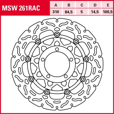 Abbildung von TRW MSW261RAC Bremsscheibe 310 5 geschlitzt