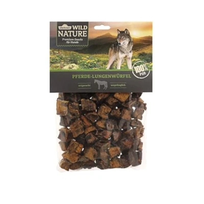 Abbildung von Dehner Wild Nature Hundesnack, Premium Hundeleckerli glutenfrei / getreidefrei, Würfelsnack für ernährungssensible Hunde, Pferde Lunge, 200 g