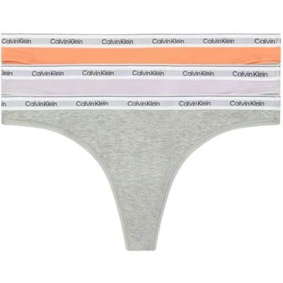 Abbildung von Calvin Klein Underwear Thong 3 PACK String, Damen, Größe: XL, Cadmium orange/grey heather/lavender blue