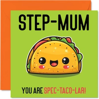 Abbildung von Geburtstagskarte für Stiefmutter Spec Taco lar lustige von Stiefsohn Tochter, Muttertagskarte Stiefmutter, 145 mm x Witz Grußkarten Frauen und sie