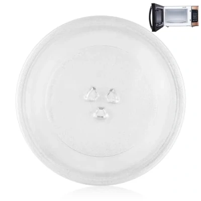 Abbildung von WinGluge Mikrowellenteller Glas 24,5 cm, Mikrowelle Mikrowellen Teller, Drehteller Glasteller Zubehör, Ersatz Y Förmiger mit 3 Befestigungen für Rundem Ständer