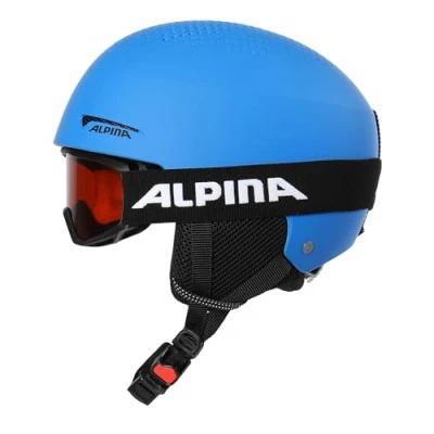 Abbildung von ALPINA ZUPO Set (+PINEY) Hochwertiges, Sicheres &amp; Robustes aus Skibrille Skihelm Für Kinder, blue matt, 48 52 cm