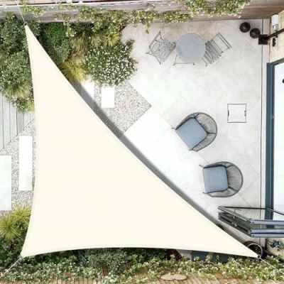 Abbildung von AXT SHADE Sonnensegel Wasserdicht Dreieck Rechtwinklig 5x5x7m Wetterschutz Sonnenschutz PES Polyester mit UV Schutz für Terrasse Balkon Garten Creme(Wir Machen Sondergrößen)