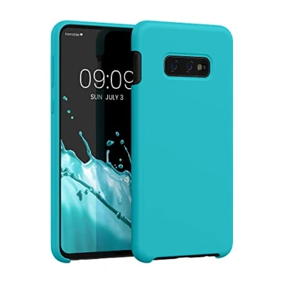 Abbildung von kwmobile Hülle kompatibel mit Samsung Galaxy S10e Silikon Handy Case Handyhülle weiche Oberfläche kabelloses Laden Cool Glacier