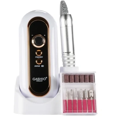 Abbildung von GASHIO® Kabellos Nagelfräser Für Gelnägel 50W Professional Elektrische Nagelfeile 30,000 U/MIN Mit Einem Satz Ausstecher und Fußpedal Maniküre Pediküre Komplettes Set Nail Drill
