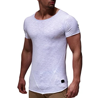 Abbildung von Leif Nelson T Shirt Herren Sommer Rundhals Ausschnitt (Weiß, Größe XXL), Regular Fit 100% Baumwolle, Casual Basic Männer Kurzarm