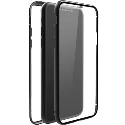 Abbildung von Black Rock Hülle 360 Grad Glass Case passend für Apple iPhone 11 I Durchsichtig Handyhülle, Magnet Verschluss, Cover (Transparent mit schwarzem Rahmen)