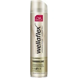 Abbildung von Wellaflex Haarspray Farbbrillanz Starker Halt Styling Spray für koloriertes Haar mit 48h flexiblem ohne Verkleben UV Schutz und Hair Taming Complex Macadamia Öl 250 ml