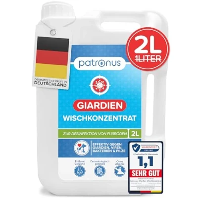 Abbildung von Patronus Giardien Wischkonzentrat für Haustiere zur Desinfektion von Fußböden 2 Liter Desinfektionsmittel Reinigung Oberflächen gegen Giardien, Viren, Bakterien &amp; Pilze