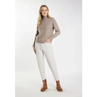 Abbildung von DREIMASTER Vintage Damen Strickpullover S / Schlamm Melange 69% recyceltes Polyester 23% Polyacryl 6% Wolle 2% Elasthan