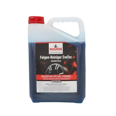 Abbildung von NIGRIN Felgen Reiniger EvoTec hocheffektive Reinigung Aller Arten von Felgen, integrierter Wirk Indikator, selbstaktiv, säurefrei blau 3 Liter