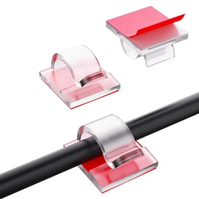 Abbildung von 60 Stück Kabelhalter, Outdoor Kabel Clips Kabelführung Organizer Kabelclips Selbstklebend Kabelklemmen Kabelmanagement Dekoration Haken Draht Halter für Kabelbefestigung Lichterkette Transparent