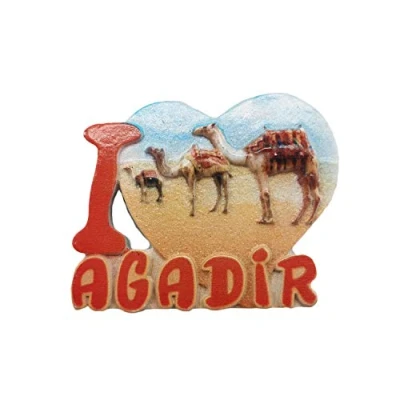 Abbildung von 3D Agadir Marokko Kühlschrankmagnet Tourist Travel Souvenirs Handgemachte Harz Handwerk Magnetische Aufkleber Home Küche Dekoration Sammlung Geschenk