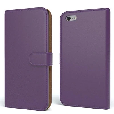 Abbildung von EAZY CASE Tasche kompatibel mit iPhone 5C Schutzhülle Standfunktion Klapphülle im Bookstyle, Handytasche Handyhülle Flip Cover Magnetverschluss und Kartenfach, Kunstleder, Lila