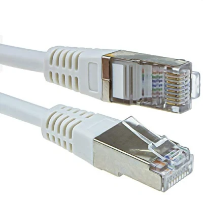 Abbildung von Abgeschirmtes FTP Netzwerk Ethernet RJ45 Cat5E CCA Patchkabel 26AWG Kabel 1 m Weiß [1 Meter/1m]