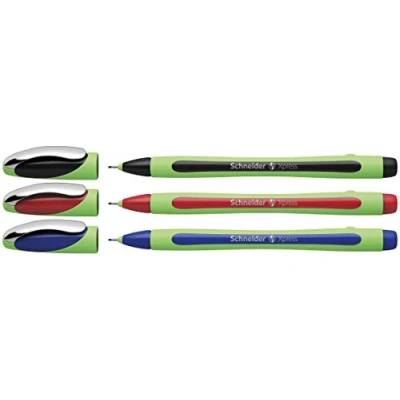 Abbildung von Schneider Xpress Fineliner (Tinte dokumentenecht, Strichstärke 0,8 mm, Made in Germany) 3er Etui schwarz/rot/blau