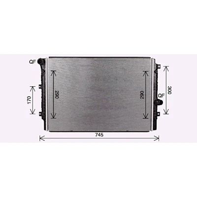 Abbildung von PRASCO VN2414 Kühler, Motorkühlung Aluminium 650 449 34 mit Schnellkupplungen Kühlrippen gelötet VOLKSWAGEN: Scirocco III, CADDY 4 Kombi