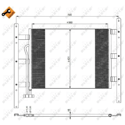 Abbildung von NRF EASY FIT 35329 Klimakondensator mit Dichtring 15,4mm 13,8mm Aluminium 560mm