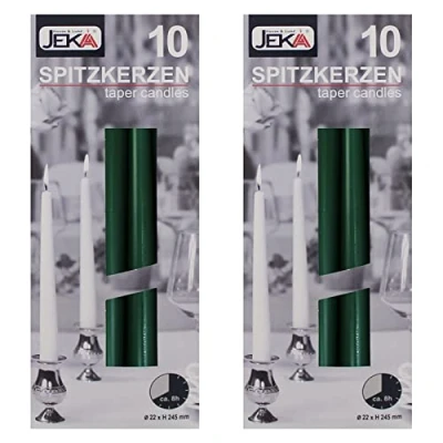 Abbildung von 2er Pack Spitzkerzen dunkelgrün, ca. 22 x 240 mm (2 10 Stück)