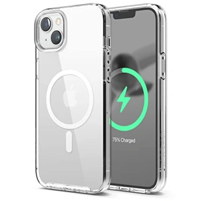 Abbildung von elago Magnetische Hybrid Transparent Hülle Kompatibel mit iPhone 14 Plus (6.7&quot;), MagSafe, PC+TPU Technologie, US Military Grade Fallschutz, Reduzierte Vergilbung (Weiß)