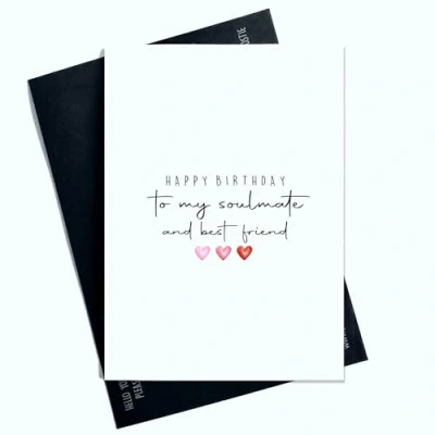 Abbildung von Peachy Antics Geburtstagskarte Happy Birthday To My Soulmate And Best Friend For Him Her Cards Boyfriend Girlfriend, niedliche Karte AP5