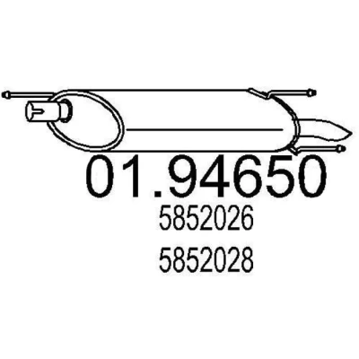 Abbildung von MTS 01.94650 Endschalldämpfer 770 OPEL: Kadett E Cabrio, Astra F CC