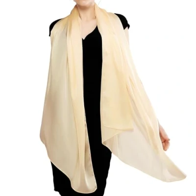 Abbildung von RIIQIICHY Stola Damen Festlich Fur Abendkleid Chiffon Creme Schals Tücher Halstuch Sommer Schultertuch Hochzeit