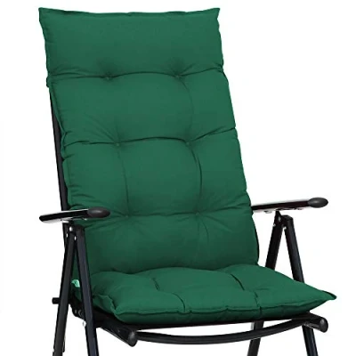 Abbildung von DETEX® Stuhlauflage 6er Set für Hochlehner Gartenstuhl 122x48cm Grün Atmungsaktiv 10cm Dick Outdoor Stuhlkissen Polsterauflage Sitzauflage Waschbar