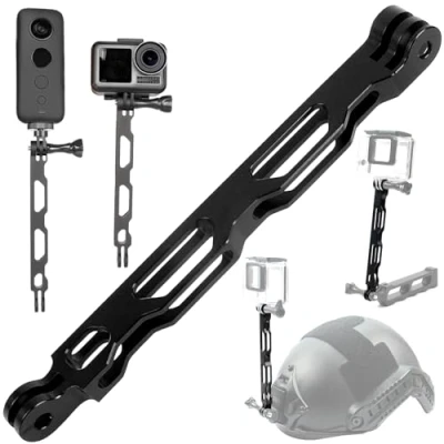 Abbildung von Verlängerungsarm aus Aluminiumlegierung, Aluminium Arm Helmhalterung, Kamera Verlängerungsarm, Gopro Verlängerung Metall Arm, für Hero 8/7/6/5/4/3 und Action