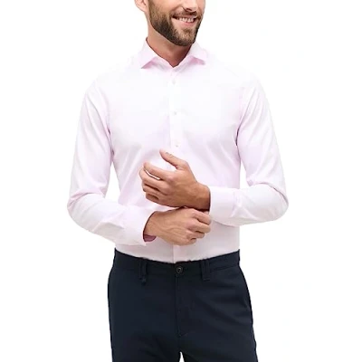 Abbildung von ETERNA Slim Fit Cover Hemd Langarm blickdichter Twill rosa Gr. 38