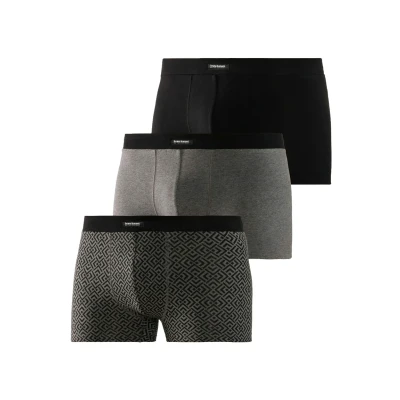 Abbildung von Bruno Banani 3 PACK Panties, Herren, Größe: Small, Bedruckt schwarz grau meliert