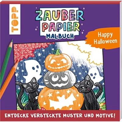 Abbildung von Zauberpapier Malbuch Happy Halloween: Entdecke versteckte Muster und Motive!